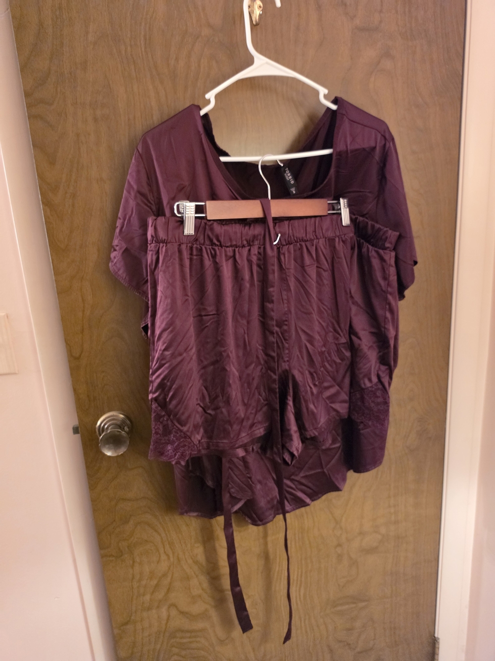Torrid Burgundy Satin Shirt and Shorts Set 2X Shorts & 3X Shirt
